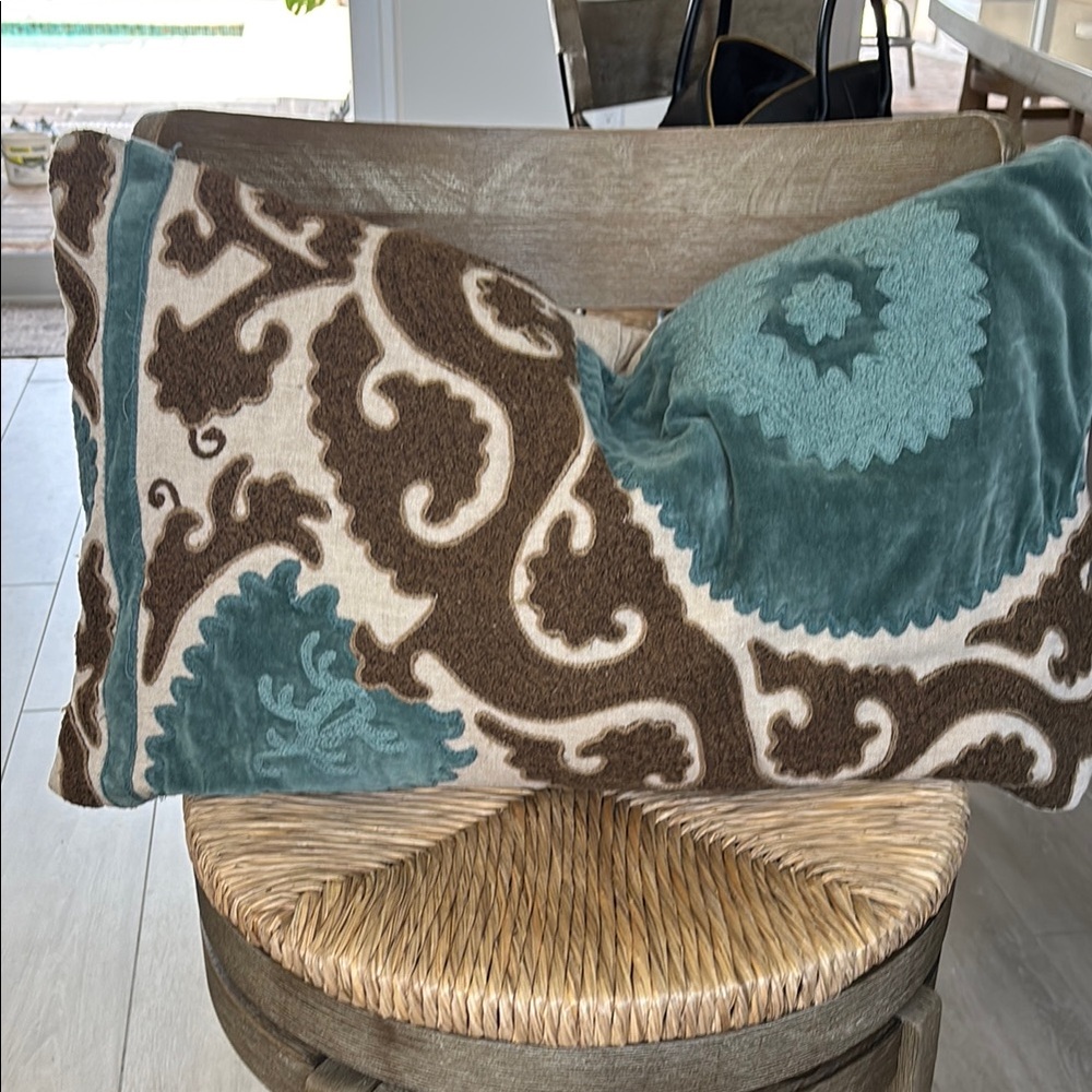Pottery Barn Blue and Brown Accent Pillows